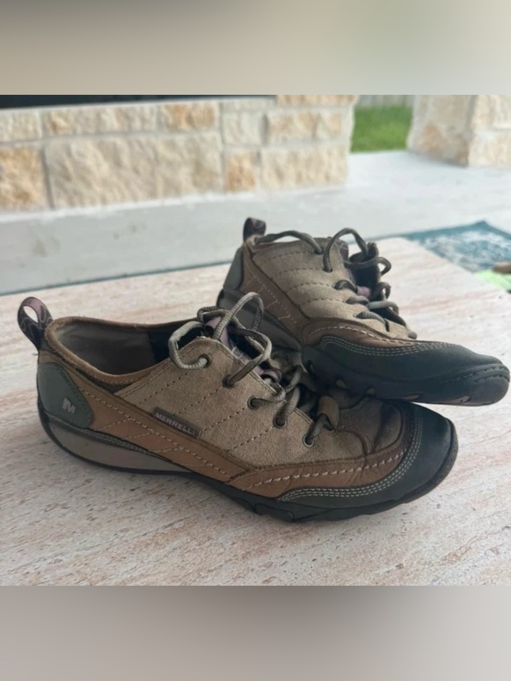 Merrell Women's Tan and Dark Brown Athletic Lace-Up Sneakers